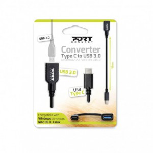 Port Designs USB Type-C to USB3.0 5Gbps 15cm Adapter - Black