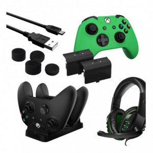 Sparkfox Xbox Series X Combo Gamer Pack (with Headset, Grip Pack, Controller Skin, Charging Dock and 2 x Batteries)