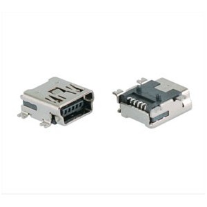 Mini USB Type-B 5-Pin SMD Right-Angle Board Mount Socket