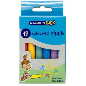 Marlin Kids Coloured Chalk Pack of 12 Non-Toxic