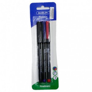 Marlin Precision Fineliner Pens Assorted Colour ( Pack of 3 )