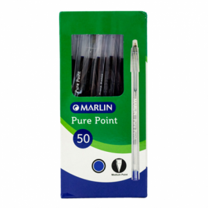 Marlin Pure Point Transparent Pens Box of 50 Colour: Blue