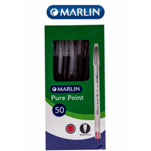 Marlin Pure Point Transparent Pens Box of 50 - Red