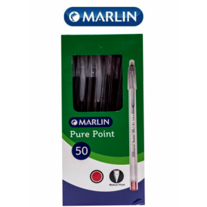 Marlin Pure Point Transparent Pens Box of 50 - Red