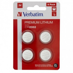 Verbatim CR2032 Lithium 3V Battery 4 Pack (20 Per Carton)