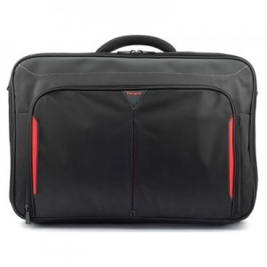 Targus Classic+ 17"-18" Clamshell Laptop Briefcase - Black/Red