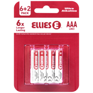 Ellies Ultra Series Alkaline Batteries AAA 8 Pack