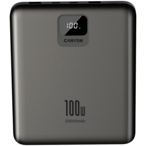 CANYON Power Bank PB-2008 LED Flat 20000 mAh PD100W QC3.0 Dark Grey