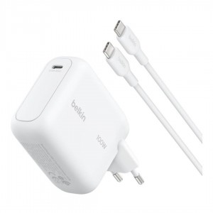 Belkin 100W GaN Wall Charger with Cable - White