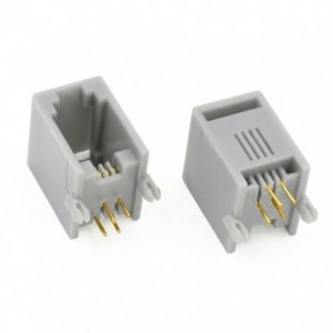 4P4C RJ9 Right Angle Low Profile Grey Socket