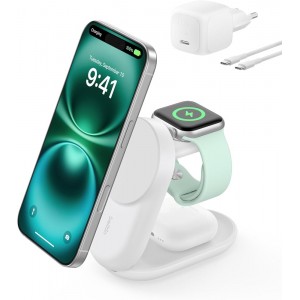 Belkin UltraCharge 3-in-1 Qi2.2 25W Wireless Charging Station - White