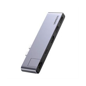 Ugreen USBC Dual M to USB3/HDMI/Gigabit Lan Adapter - Grey