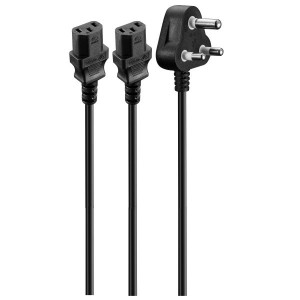 Volkano Presto Series Double 3 Pin IEC Power Cable 1.8m 10A - Black