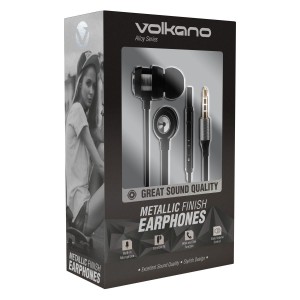 Volkano Alloy Series Metal Earphones - Silver