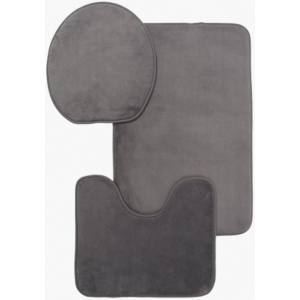 Casey 3 Piece Bathroom Mat Set Dark Grey