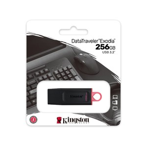 Kingston DataTraveler Exodia 256GB USB 3.2 Flash Drive (Black/Red loop attach to key rings)