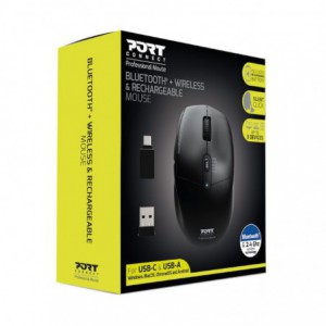 Port Connect Bluetooth Wireless &amp; Rechargeable Mouse – Black