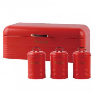 Totally Red Breadbin Combo - Includes Sugar  Coffee  Tea tins