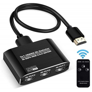 3 Port HDMI Switch with Remote Control HDMI 2.0b UHD 4K@60Hz HDCP 2.2