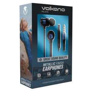 Volkano Alloy Series Metal Earphones - Blue