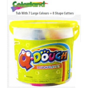 Colorland QDough Non Toxic 7 Colours Large Play Dough With 8 Shape Cutters Tub