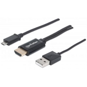 Manhattan MHL HDTV Cable - Micro-USB 5-pin to HDMI  with USB type-A power