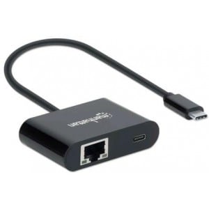 Manhattan SuperSpeed USB Type C to Gigabit Network Adapter with Power Delivery Port