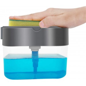 2 in 1 Kitchen Dishwasher Liquid Pump Box Soap Dispenser Sponge Caddy