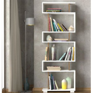 Homemark Blok Bookcase - White &amp; Walnut