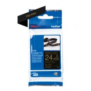 Brother TZe-R354 Gold on Black Ribbon Tape – 24mm Gold on Black 4m