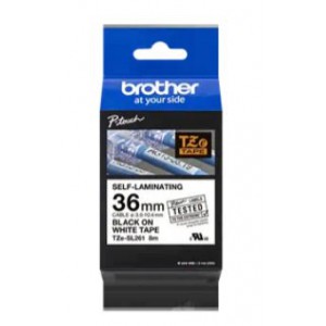 Brother TZe-SL261 Self-Laminating Black on White Labelling Tape – 36mm Black on White 8m