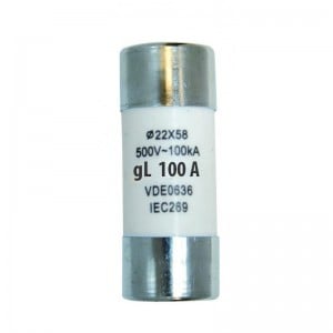 100A 22 x 58mm Fuse 100kA 500V (AC or DC) - For use with Axpert Inverter Batteries