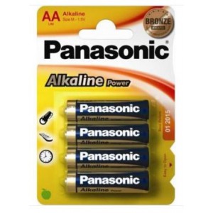 Panasonic Alkaline Power AA Batteries 4 Pack Colour Bronze (Min 12 Units)