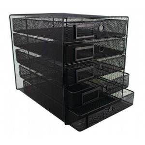 SDS M750 Wire Mesh Metal 5-Drawer Filing System - Black