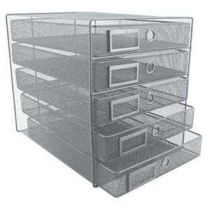 SDS M750S Wire Mesh Metal 5-Drawer Filing System - Silver