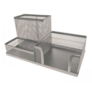 SDS Modern Mesh Cube Clip &amp; Pen Holder (M420S) - Silver