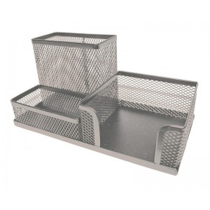 SDS M420S Wire Mesh Metal Cube  Clip &amp; Pen Holder - Silver