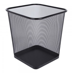 SDS M905 Wire Mesh Metal Square Waste Bin Rubbish Basket - 15L - Black