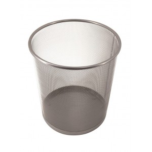 SDS M900S Wire Mesh Metal Round Waste Bin - Silver