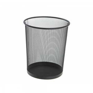 SDS M900 Wire Mesh Metal Round Waste Bin Rubbish Basket - Black