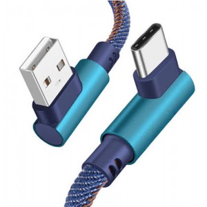 90 Degree Right Angle USB TO USB-C 2.0 Fast Data Sync Charging Cable