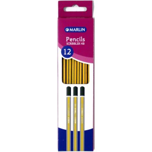 Marlin Scribblers HB end Dipped Pencil Blue and Yellow Striped ( Box of 12 )