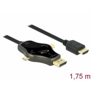 Delock 3-in-1 Display Cable with USB-C  / DisplayPort / mini DisplayPort HDMI input to 4K 60 Hz output