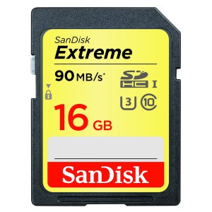 Sandisk Extreme SDHC Card 16GB 90mb/s Class 10 Uhs-I