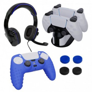 Sparkfox PlayStation 5 Combo Gamer Pack with Headset/Grip Pack/Controller Skin/Charging Dock