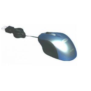 Okion Delimer Pocket Laser Mouse with Retractable Cable - Blue