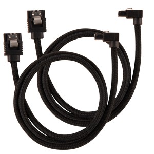 Corsair - Premium Sleeved SATA 6Gbps 60cm 90° Connector Cable - Black