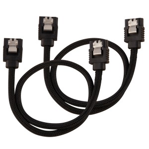 Corsair - 30cm Premium Braided Sleeved SATA Data Cable - Black