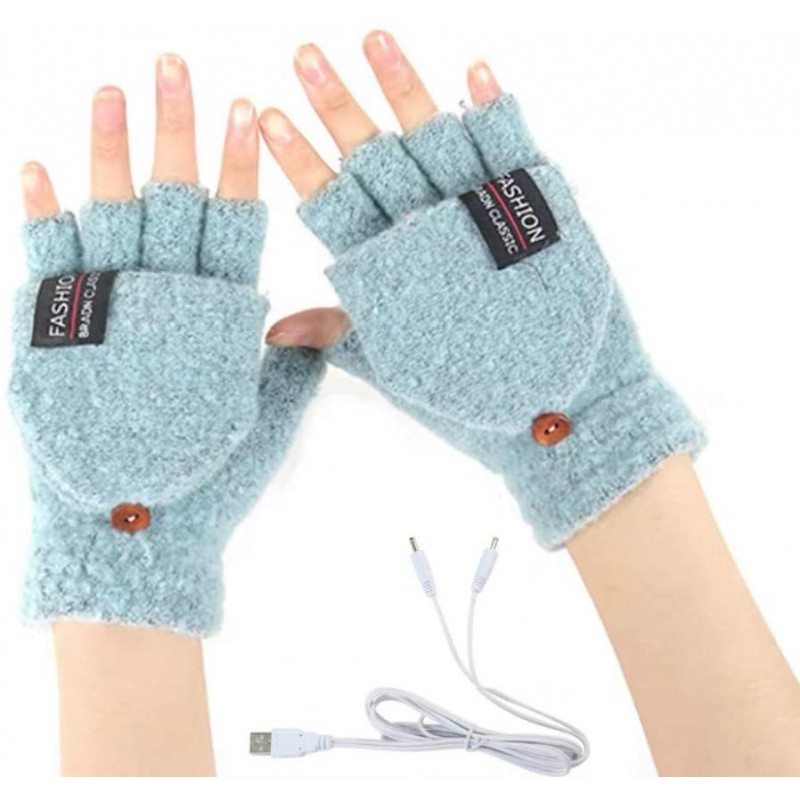 Womens GS91 USB Heated Gloves Laptop USB Powered Knitting Wool Hand Gloves Half&Full Finger for Winter Keep Warm Safety Best Winter Gift Choice 