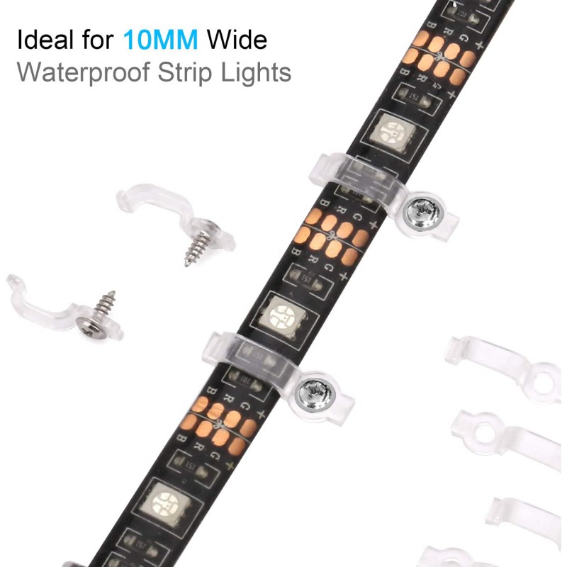 Strip LED Light Clips for 10mm Wide IP65 Waterproof 5050 3528 2835 5630 LED  Strip Light - GeeWiz